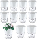 10-Pack 6" Clear Self Watering Pots for Indoor Plants Large Hexagon Self-Watering Planters Orchid Pots Plastic Wick Flower Plant Pots for African Violet, Spider, Herbs, Home Decor, White and Clear