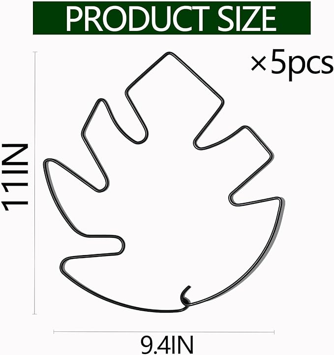 Yohsnor 5PCS Monstera Plant Stem Support - 11 * 9.4 Inches, Durable Metal Stake Holder, Adjustable for Indoor Plant Leaf Support. Gentle Clips for Enhanced Stability for Plant Lovers!
