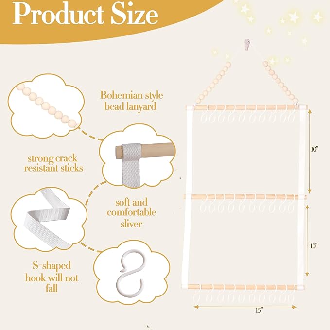 YOcity Headband Holder for Girls Baby Headband Organizer Head Bands Hair Accessories Display Organizer Wall Hanging Decor for Nursery Toddler Girl Room (White)