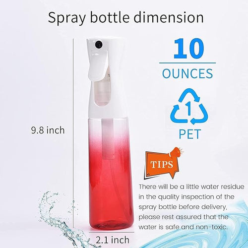 (2 Packs) Hair Spray Bottles, Continuous Water Mister Spray Bottle Empty for Hairstyling, Skin Care, Cleaning and Plant Spraying, 300ml/ 10 Oz (ORANGE+BLUE)