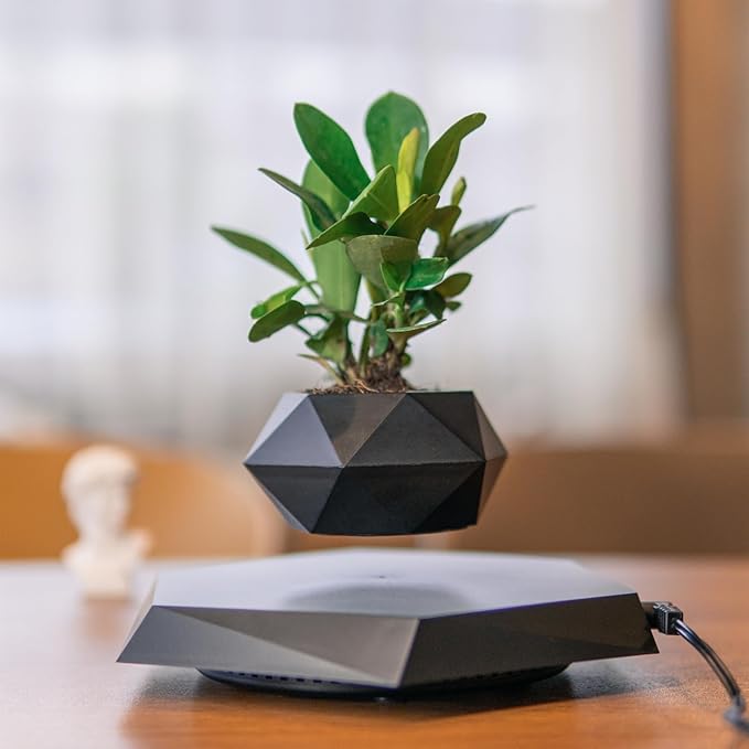 Levitating Plant Pot Hexagon Floating Plant Pot Small Bonsai Planter Levitating Decoration for Home Office