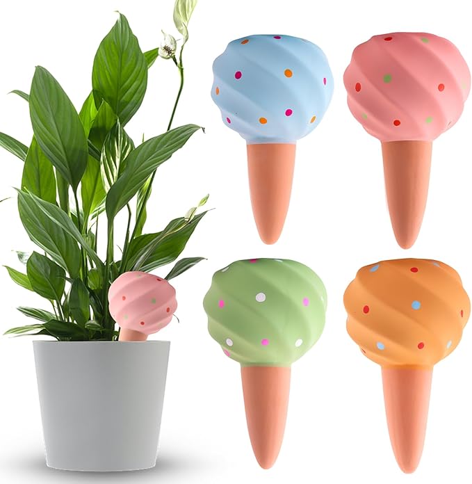 Kalolary 4PCS Plant Watering Globes Self Watering Stakes Terracotta Drip Water Stakes﻿ Irrigation Watering Bulbs for Pot, Indoor, Outdoor, Vacation (Conch)