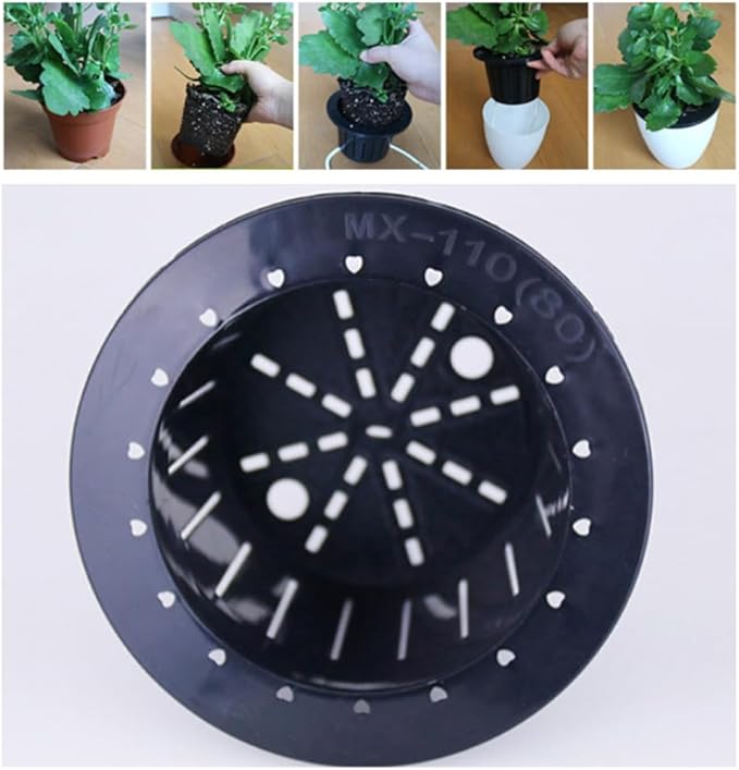5 Pack Lazy Flower Pots Water Plants Pot/Self Watering Planter with Visible Water Level,Flower Root Care Seedlings Nursery Pot Planter Plants Pots Indoor Out Flowerpot Window Balcony (White)