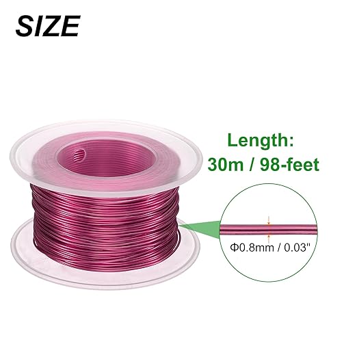 HARFINGTON Bonsai Wire Anodized Aluminum Training Wire Roll 0.8mm Gauge 98ft Length Bendable Bonsai Tree Wire for Garden, Horticulture, Landscape, Planting, Wine Red