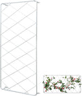 MyGift 50 by 24 Inch Single Panel Wall Mounted Garden Trellis with Metal Diamond Screen, Hanging Lattice Support Frame for Outdoor or Indoor Climbing Plant Vines (Matte White, 1 pc)
