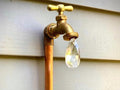 Floating Crystal Droplet Copper Garden Sculpture - Whimsical Metal Faucet Stake for Outdoor Decor - Unique for Gardeners