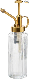 Set of 2 Glass Plant Misters with Gold Pump, Decorative Indoor Plant Spray Bottle for Houseplants, 5 oz Capacity, 7.75 Inches Height