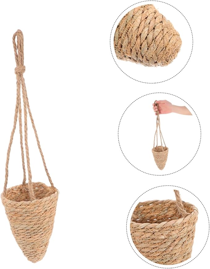 Outdoor Hanging Plants Seagrass Flower Pot Cover Scandinavian Fruit Basket Rattan Flower Basket Decorative Vase