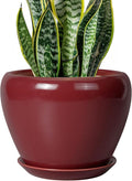 Ceramicfor Ceramic Planter - 8 Inch Plant Pot Indoor with Drainage Hole and Saucer Planter for Outdoor Plants Round Flower Pot for House Patio Decor Red