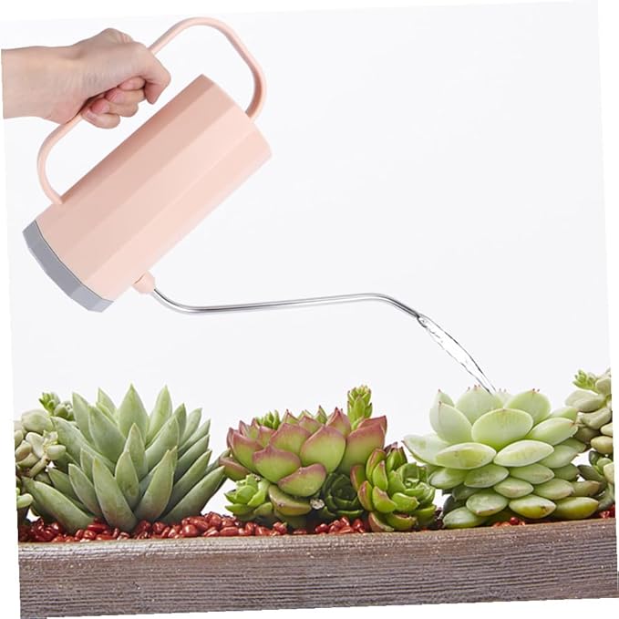 NUOBESTY 2pcs Small Long Spout Watering Can for Indoor Plants, Plastic Houseplant Watering Pot with Handle, Mint Green and Soft Pink, Suitable for Balcony and Indoor Gardening