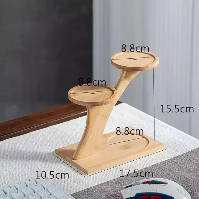 2-Tier Bamboo Plant Stand, Small Indoor Plant Holder for Desk, Multi Layer Flower Pot Display Shelf for Succulents, Cactus & Small Plants, Natural Wood Decorative Planter Rack