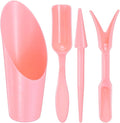 M METERXITY 1-Set Garden Shovel Hand Tools Transplanting Succulent Cultivation Digging Scoops Kits, Plastic Mini Garden Tool Set for Flower Planting/Bonsai Potting [Pink]