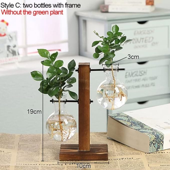 Plant Propagation Station, Plant Terrarium Vase Hydroponics Plant Holder, Indoor Plant Stand, Terrarium Kit for Hydroponics Plants Home Decor, Plant Lover Gifts 2 Bulb Vase