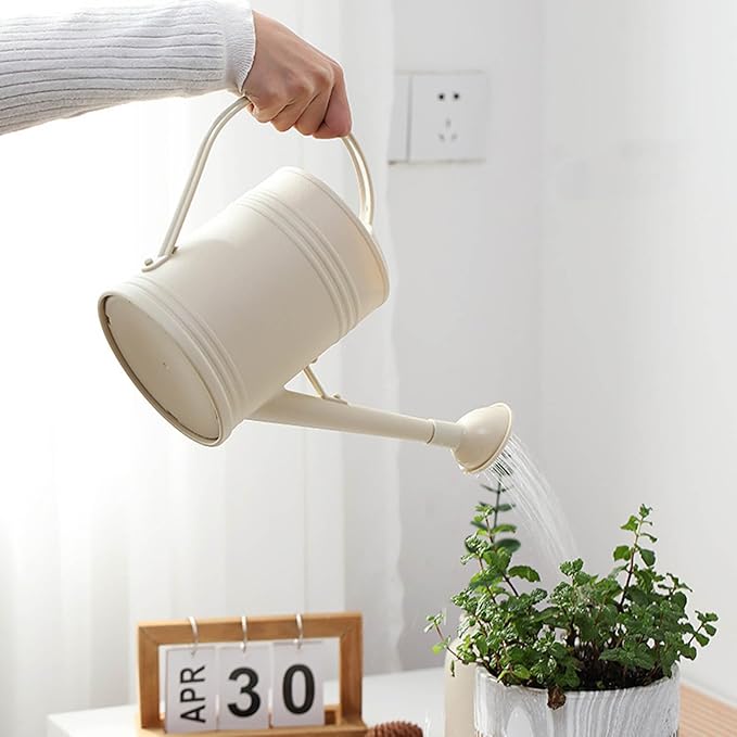 Plastic Flower Watering Can with Detachable Sprinkler Head, Long Spout Watering Can, Watering Can for Indoor Plants, Small Watering Cans for Indoor Bonsai Plants Garden Flowers 1.8L (Yellow)