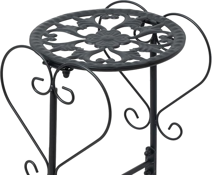 Metal Plant Stand Indoor & Outdoor Wrought Iron Plant Stands Flower Pot Holder Shelf for Multi Plants, Flower Holder Racks for Patio Garden, Living Room, Corner Balcony (4 Tier)