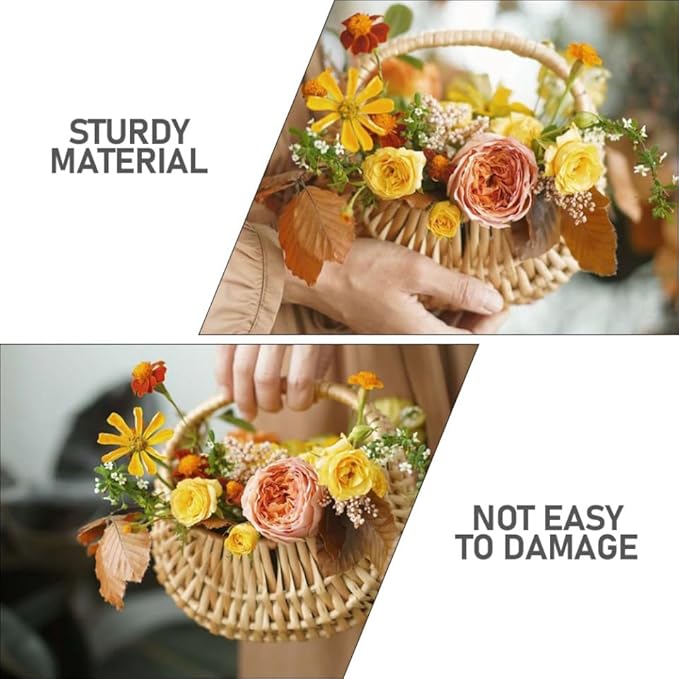 Hemoton Food Containers Outdoor Planters Seagrass Basket Hand Woven Storage Basket Bin Smasll Wicker Storage Baskets Basket Food Bread Fruit Holder Woven Hamper Outdoor Decor