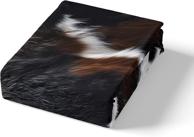 Feelyou Cow Fur Bed Sheets Kids Cowhide Leather Hair Sheet Set Women Men Microfiber Soft Rustic Cow Skin Decor Bedding Set Brown Farmhouse Bed Sheet Set Full Size Bed Set 4Pcs