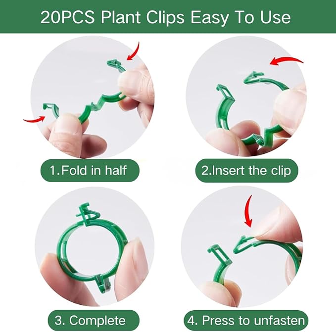 5 Pack Stackable Plant Support Stakes, Moss Pole Alternative for Monstera & Climbing Vines, Gardening Gifts for Women, Garden Essential Trellis Sticks for Indoor Outdoor Plant with 20Pcs Clips & Ties