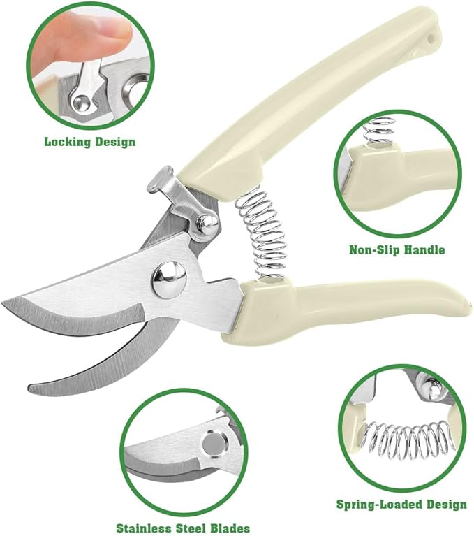 EWPJDK 4 Pack Garden Shears, Stainless Steel Shears Gardening Tools, Scissors, Garden Clippers, Pruning Shears (White)