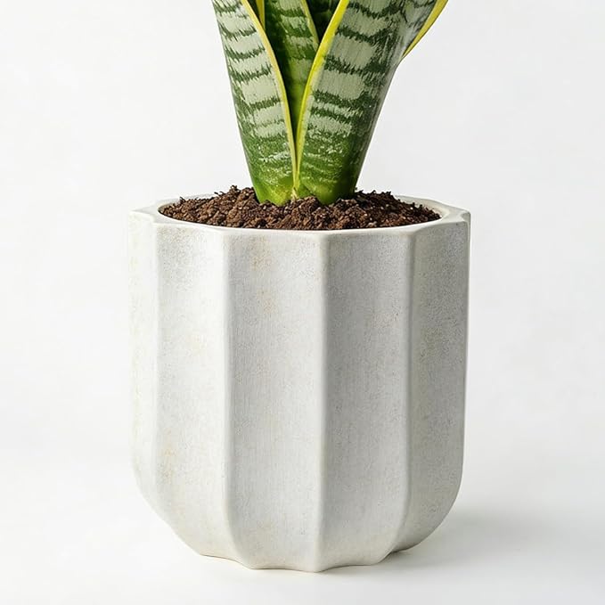 12 Inch Plant Pot – Ceramic Planter with Drainage Hole & Removable Drain Plug, Decorative Flower Pot for Indoor Outdoor Plants, Modern Round Large Planter, Cream White
