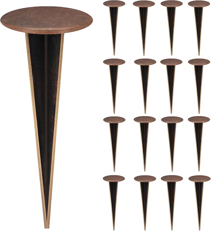 16 Pack Permanent Property Line Markers, 7x3 Inch Brass Boundary Markers for Property Land Survey Stakes Heavy Duty Survey Pin for Home Depot Septic Tank Yard Paver Ground Landscape Surveying