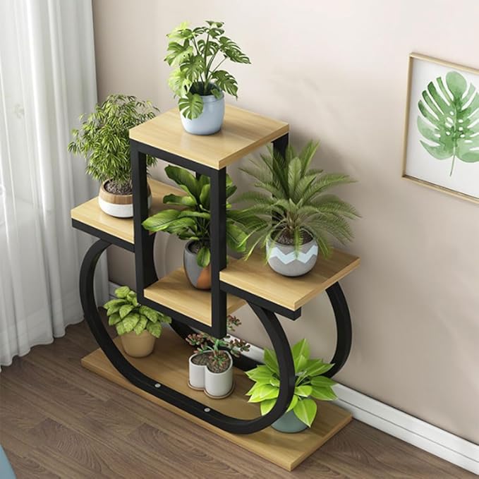4 Tier Plant Stand Indoor, Multi Layered Iron Flower Pot Racks for Plants Multiple, Large Metal Tall Curved Oval Plant Shelf, Multiple Organizer for Garden Patio Lawn Balcony Office