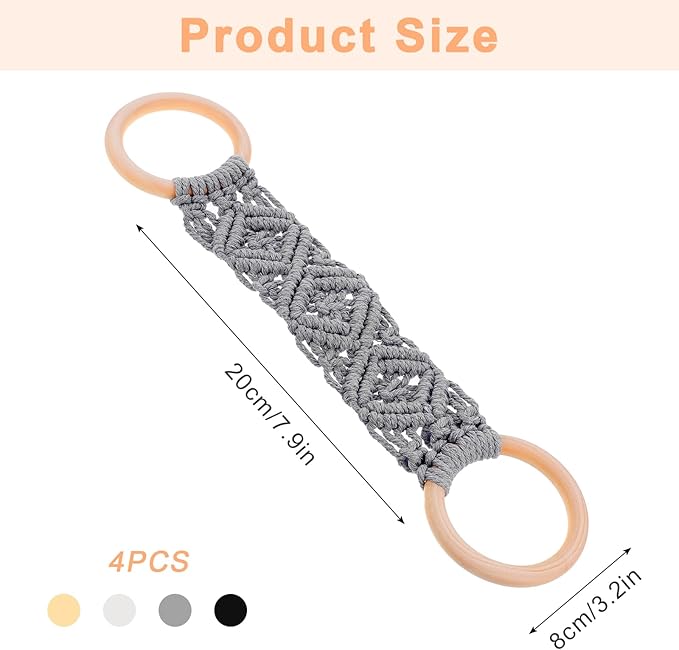 4 Pcs Kitchen Dish Towel Holder, Handmade Crochet Hanging Kitchen Towels Ring Decorative Boho Dish Towel Holder for Bathroom House Oven Washbasin, Birthday Housewarming Gift