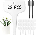 DoubleFill 20 Pcs Ceramic Plant Labels 3.9 x 2.4 Inch Plant T Type Tags Waterproof Nursery Garden Marker Signs with Marker Pen for Outdoor Garden Flower Herb Pot
