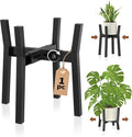 LASZOLA Black Adjustable Plant Stand for Single Large Outdoor Indoor Planters, Heavy Duty Metal Floor Fern Holder Fits 8 to 12 Inch Pots, Elevated Big Flower Stool for Patio – Pot Not Included, 1 Pack