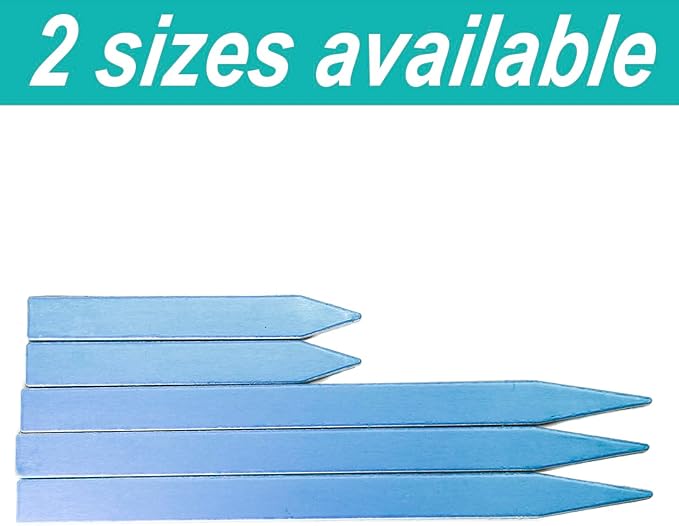 ABBECIAO 3/8" x 6" Aluminum Plant Markers Garden Labels Flower Stakes 14ga. Thick with Deburred Edges for Metal Stamping and Engraving. Pack of 25