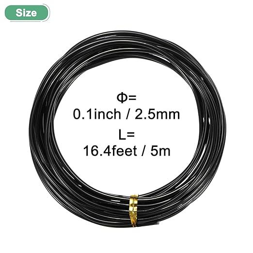 M METERXITY 2.5mm Bonsai Training Wire, 16.4 Feet Total Anodized Aluminum Bonsai Wires for Bonsai Tree Shaping/Branches Fixing/Trunk Holding/DIY Crafting [Black]