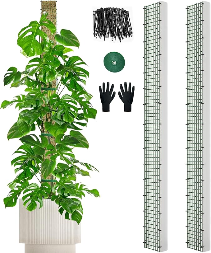 70" Metal Moss Pole, D Shape Sphagnum Moss Pole, Moss Poles for Climbing Plants, Monstera, Indoor Climbing Plants (2Pcs 70")