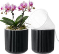 2 Pack of 4in Ceramic Cachepot with 4 inch Clear nusery Pot - self Watering Indoor Planter with Drainage for Root Visibility,semi Hydro pots for repotting Succulent,Black