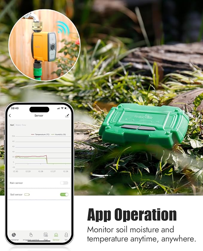RAINPOINT WiFi Soil Moisture Sensor - Wireless Soil Moisture Sensor - Must be Used with TTV103WRF or TTV203WRF WiFi Sprinkler Timer and TWG004WRF WiFi Hub (Only Include Soil Tester)