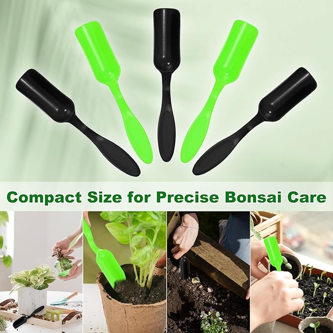 M METERXITY 10-Pack Mini Gardening Shovel Spoon, Plastic Garden Soil Scoops for Cultivation Digging Transplanting/Flower Planting/Plant Succulent, Colorful Small Gardening Tools [Black, Green]