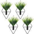 Jexine 4 Pcs Plant Wall Decor Diamond Shape Hanging Planters with Artificial Plants Geometric Wall Decor Metal Hanging Vase Indoor Holder for Living Room Bathroom Home(Aquatic Grass)