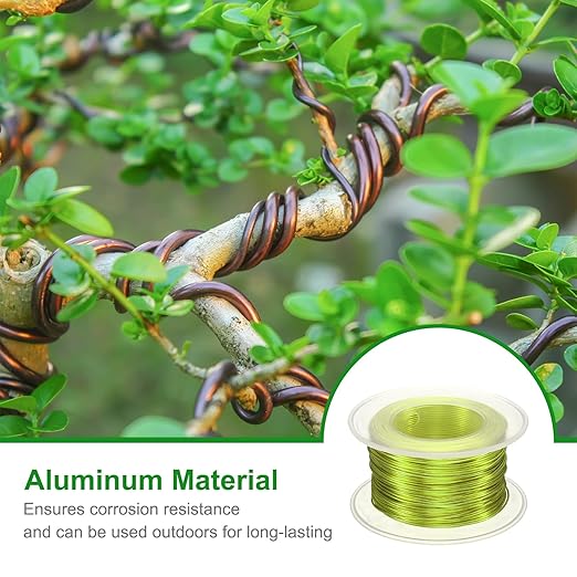 HARFINGTON Bonsai Wire Anodized Aluminum Training Wire Roll 0.8mm Gauge 98ft Length Bendable Bonsai Tree Wire for Garden, Horticulture, Landscape, Planting, Yellow Green