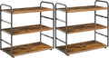 IBUYKE Set of 2 3-Tier Bathroom Counter Organizer, Tray Countertop Storage Shelf, Kitchen Spice Rack Standing, Counter Standing Rack Cosmetic Holder, Rustic Brown TWJ001H-2