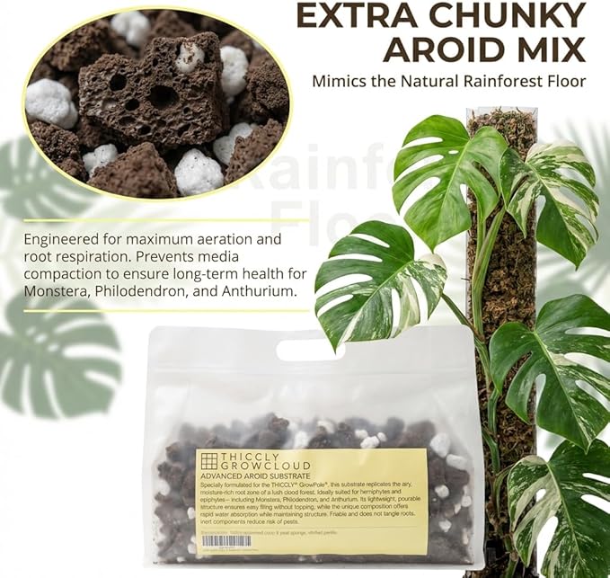 THICCLY GrowCloud Advanced Aroid Substrate with Perlite 3 Qts - Premium Sphagnum Moss Alternative GrowPoles