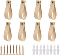 Curtain Rod Holders,Set of 8 Leather Curtain Rod Brackets with Screws,PU Curtain Rod Hangers Stylish Apricot Leather Straps Hooks for Wall Pole Macrame Boho Art Décor, CH-0012