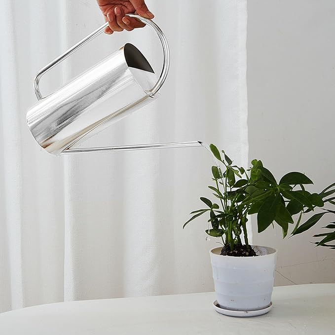 Plant Watering Can,Watering Can for Indoor Outdoor Plants,52.8oz Large Capacity Watering Kettle Stainless Steel Pot Gardening Supplies,Long Spout Watering Can for Indoor Bonsai(Stainless Steel Color)