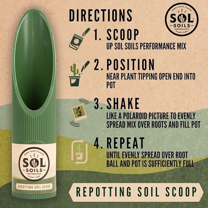 Sol Soils Granola Guy’s Scrumptious 8" Small Scoop for Transplanting, Potting, Repotting & Plant Care – Durable Gardening Tool for Soil, Sand, & More
