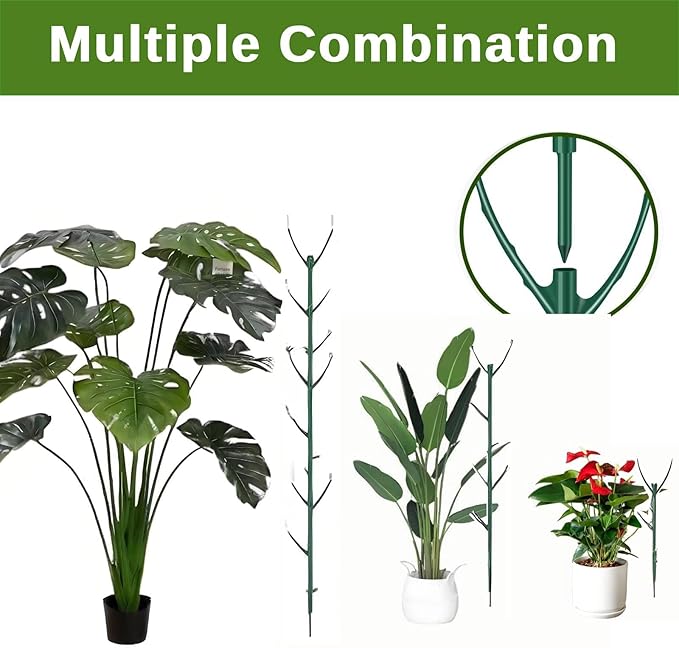 10 Pack Stackable Monstera Plant Support Stakes, Climbing Plants Support Monstera Trellis for Indoor, Alternative to Moss Pole (25inch/10 Pack)