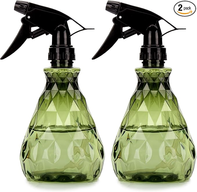 wugongshan 2 Pcs Spray Bottles, 500 ml/17 oz Empty Water Spray Bottles, Plastic Reusable Adjustable Mist Sprayer Squirt Bottles Containers Refillable for Cleaning Solutions, Gardening, Plants (Green)