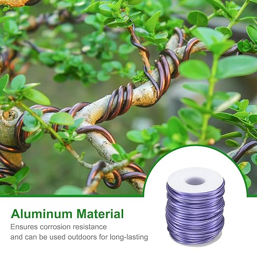 HARFINGTON Bonsai Wire Anodized Aluminum Training Wire Roll 2.5mm/10 Gauge 66ft Length Bendable Bonsai Tree Wire for Garden, Horticulture, Landscape, Planting, Purple