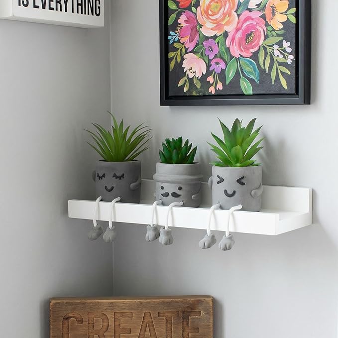 Small Fake Plants Faux Succulents in Grey Pots with Hanging Leg Potted Mini Fake Plants for Office Desk Decor Cute Artificial Succulent Plants for Home Office Desk Decor and Gift Choice - Set of 3