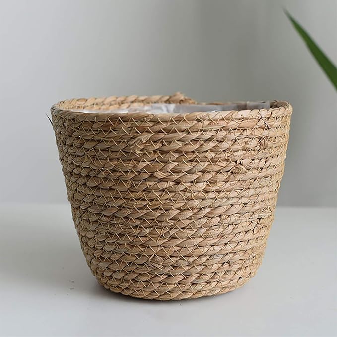 Seagrass Planter Basket Rattan Flower Basket Indoor Outdoor Flower Pots Cover Plant Pots Containers Straw Basket Rattan Vases Pots Home Decoration Flower Handmade Basket (#1)