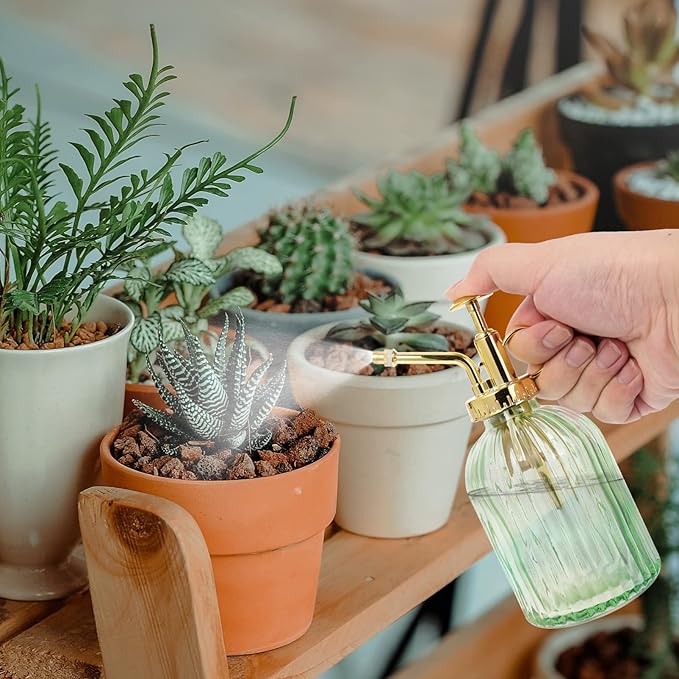 Yardwe Retro Glass Plant Mister 12Oz Spray Bottle Vintage Indoor Outdoor Watering can for Succulent Bonsai Plants Garden Use