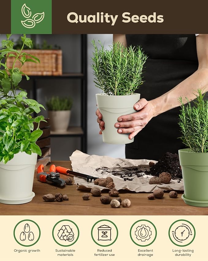 Indoor Herb Garden Kit with 8 Heirloom Seeds - Complete Windowsill Planter Starter Set, Unique Gardening Gift for Women Men, DIY Kitchen Herb Garden for Beginners, Plant Lovers, Mom, Friends