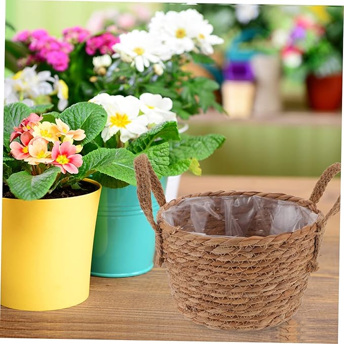 Hand Woven Plant Basket for Indoor Decor Large 12 inch Seagrass Planter Liner Rustic Decorative Storage Bin for Home and Garden